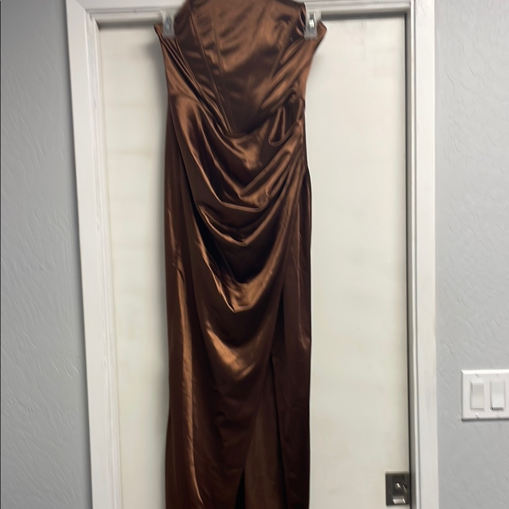 H&M Brown Strapless Gown for Cocktail Nights